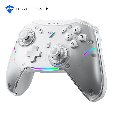 Machenike G5 Pro Wireless Controller für Windows PC/Switch/IOS/Android RGB Lichter PC Controller Hall Effekt Joystick＆Trigger Gyroskop Weiß