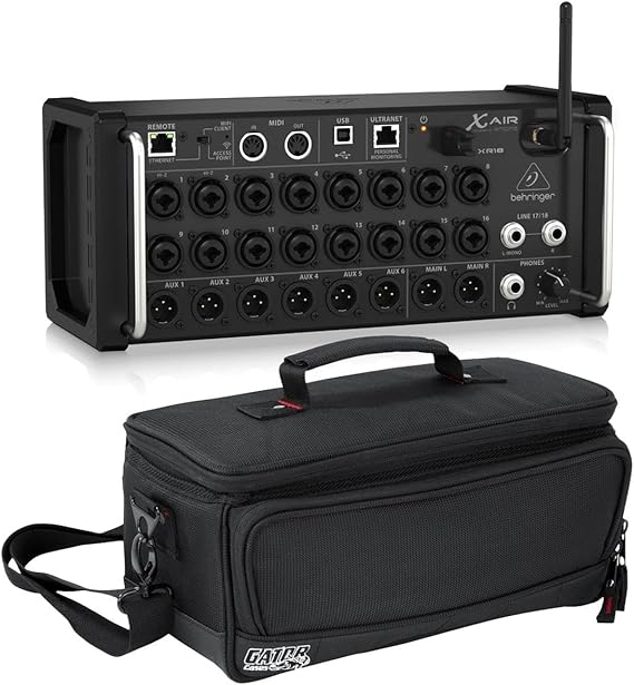 Behringer XAir XR18 18-Channel 12-Bus Portable Digital Mixer for iPad or Android Tablet, Bundle With Gator Cases Padded Nylon Bag Custom Fit for Behringer X-AIR Mixer,