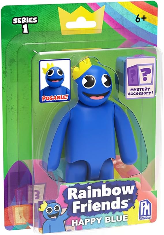 Rainbow Friends Happy Blue Action Figure (5" Tall Posable Figure, Series 1)