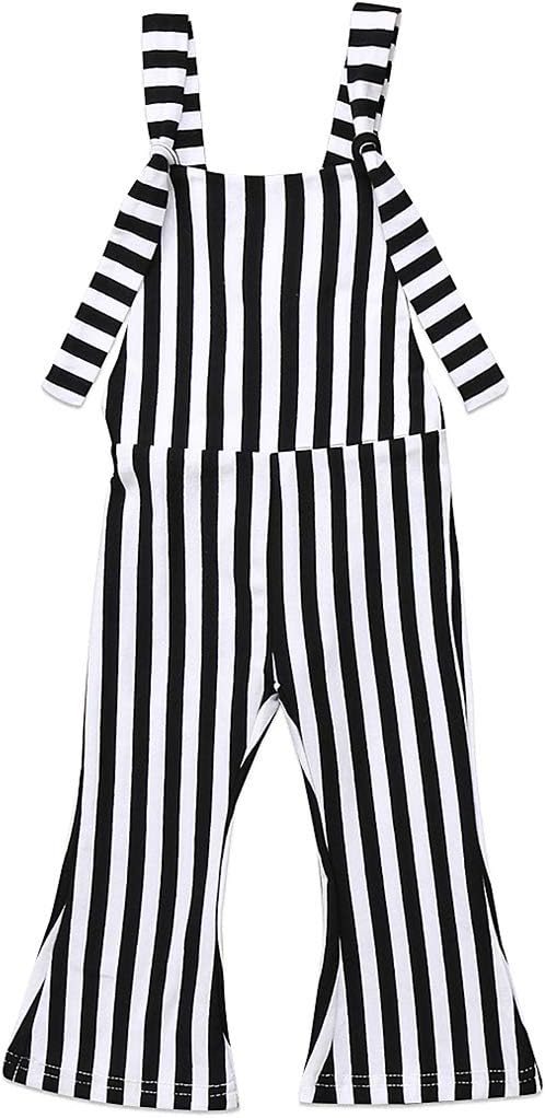 Toddler Kids Baby Girl Stripes Bell-Bottom Jumpsuit Romper Overalls Pants Outfits
