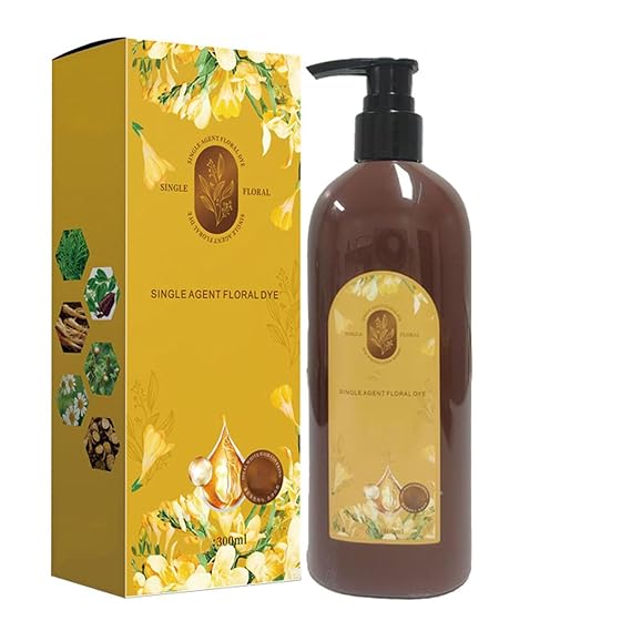 Nourishing Plant-Based Hair Color, Nourishing Plant Hair Dye, Long-Lasting & Natural Hair Color Shampoo, Single Agent Floral Dye, Plant Based Hair Dye, for Gray Coverage (Chestnut Brown)