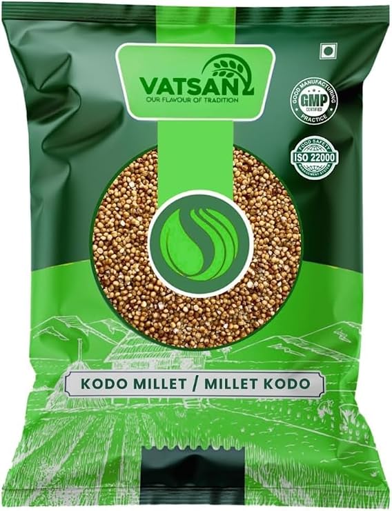 Vatsan Kodo Millet (1lbs) | 100% Natural & Semipolished Whole Grain | High Fiber, Low GI, Gluten-Free | Healthy Rice Alternative | Premium Quality Millets | High Protein | Kodon | Kodri | Gluten Free| Natural Farm Produce | High Fiber Millets Whole Grains Raw & Grown in India