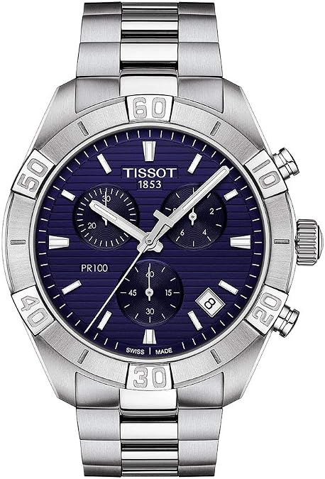 Tissot mens PR 100 Chrono Classic Stainless Steel Dress Watch Grey T1016171104100