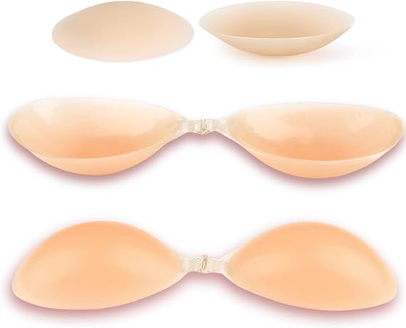 Rita Adhesive Bra Sticky Invisible Strapless Push-Up Silicone Bra for Backless Dress + Non-Adhesive Nipple Covers