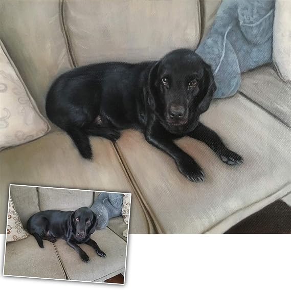 ENGLANT Custom Hand Painted Portrait Painting from Your Photo, Personalized Painting Animal Wall Art, Customize Photo to Canvas Oil Painting for Dog, Pig, Cat Pet