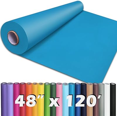 PerkHomy 48 x 1,440 120 Lake Blue Kraft Paper Roll for Craft Bulletin Board Paper Art Table Covering Crafting Gift Wrapping Bouquet Packing Parcel 80GSM 55LB Lake Blue, 48 x 120