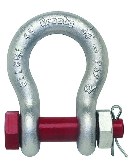 Crosby Bolt Type Anchor Shackle Carbon Steel, Galvanized, 9-1/2 Ton WLL, 1-1/8" Size, G-2130
