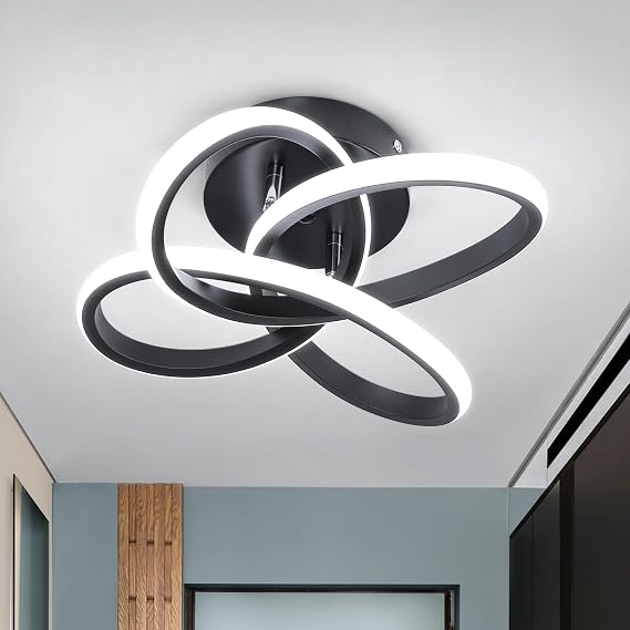EIDISUNY Modern Led Ceiling Light, Black Hallway Ceiling Light, Flush Ceiling Lighting Fixture for Kithcen, Bedroom, Living Room, Entryway, Balcony, Stair - 26W Cold White Light 6000K