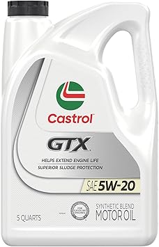 Castrol GTX 5W-20 Synthetic Blend Motor Oil, 5 Quarts