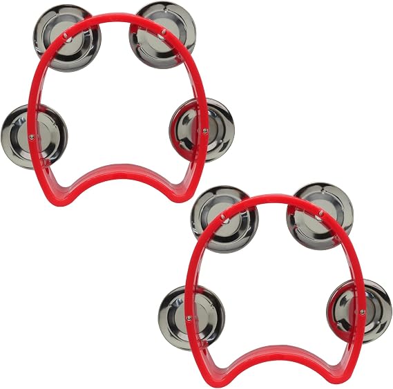 Murtenze 2 Pack Percussion Handheld Tambourines, Red