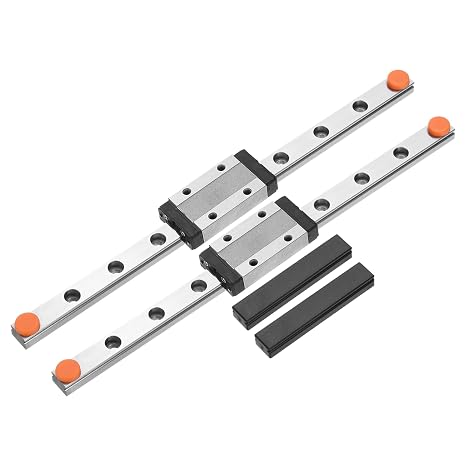uxcell 2pcs MGN9 200mm Linear Guide Rail with 2pcs MGN9H Sliding Carriage Block Bearing Steel and 2pcs Plastic Mini MGN12 Linear Guide for DIY 3D Printers and CNC Machine, Silver