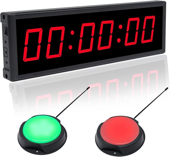 Digital Gym Timer with Wireless Button,Interval Timer with Remote Control for Stopwatch,Countup/Down,Digital Wall Clock for Cornhole,Game,Indoor & Outdoor Sport