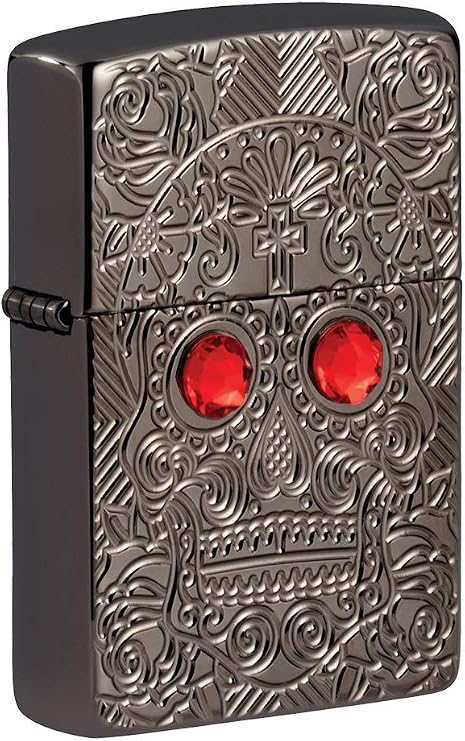 Zippo Armor Crystal Skull High Polish Black Ice Pocket Lighter