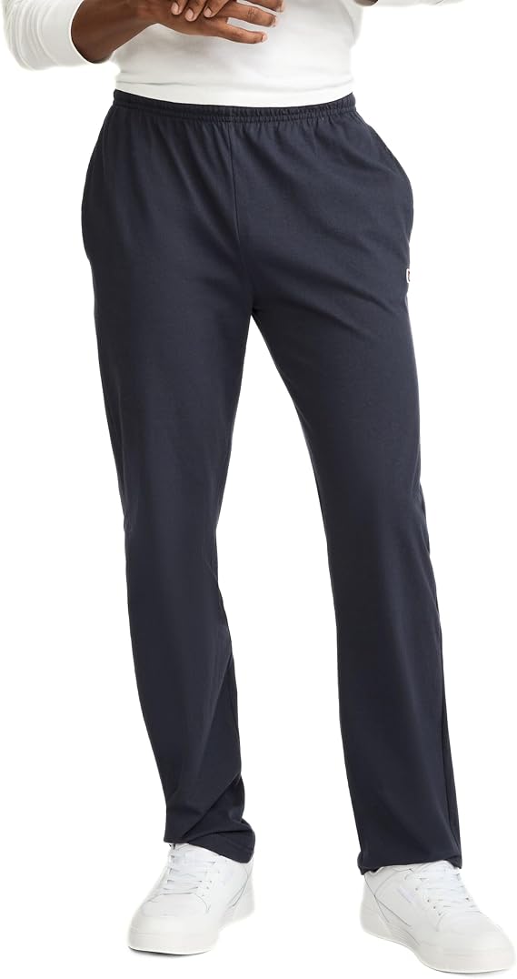 Champion Men's Open-Bottom Lounge Pants, Standard Fit, Lightweight 100% Cotton, Available in Regular and Big & Tall