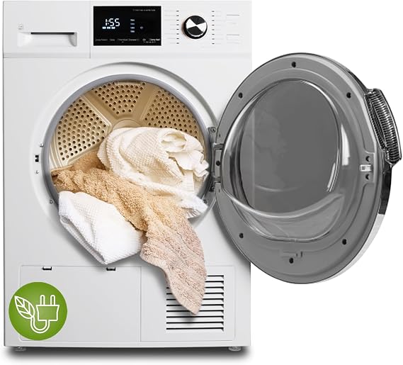 SMETA 4.4 Cu.Ft Heat Pump Ventless Electric Dryer, Front Load Clothes Dryer Machine, 24" Compact Stackable Portable With 4-wire Plug, Large Capacity Secadora De Ropa Electrica For Home Apartment RV