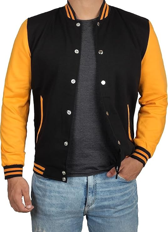 Decrum Varsity Jacket Men - Casual High School Zipper Baseball Letterman Style Mens Bomber Jackets