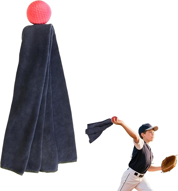 Baseball and Softball Towel Pitching Trainer for Consistent Form, Baseball Towel for Fastballs, Changeups & Curveballs, Improve Throwing Accuracy, Speed & Control, Portable Training Aid for Pitchers