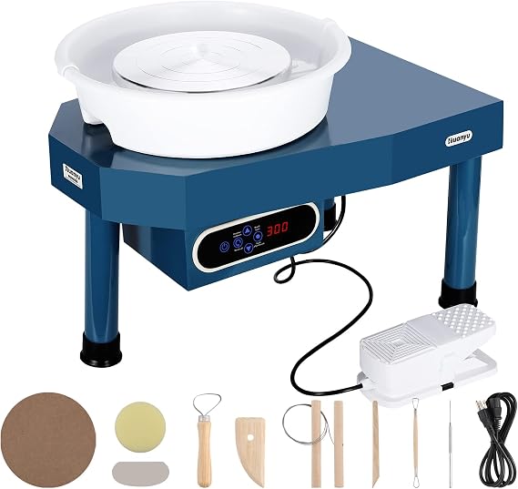 Huanyu Pottery Wheel Ceramic Machine 10" with Foot Pedal & LCD Screen