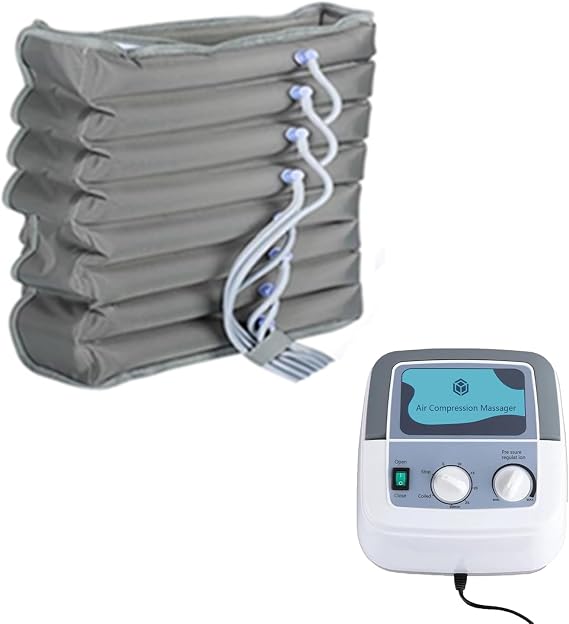 Lymphatic Drainage Massager,Electric Pressure Massage Machine Air Compression Body Massager,8 Cavity Lymphatic Drainage Massage Legs, Pneumatic Leg Wrap Pressure Machine (Grey (Machine+1 Waist))