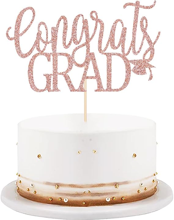 LVEUD Congrats Grad Cake Topper,Congratulations Cake Toppers 2026 | Graduation Cake Topper for 2026 Graduation Party Cake Decorations (rose gold)