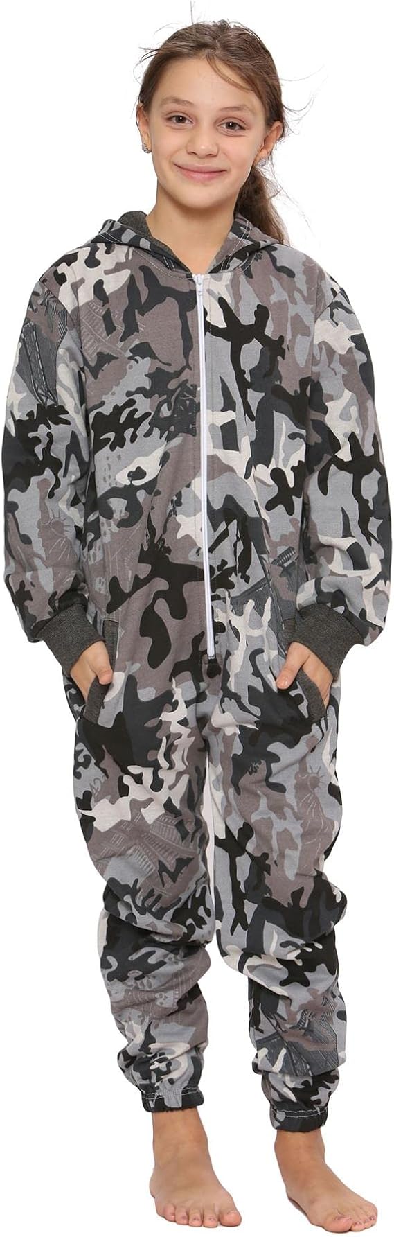 A2Z 4 Kids Girls Boys A2Z Onesie One Piece Zip Up Hooded Super Soft Fleece Warm Winter Jumpsuit Comfortable For Unisex 2-13