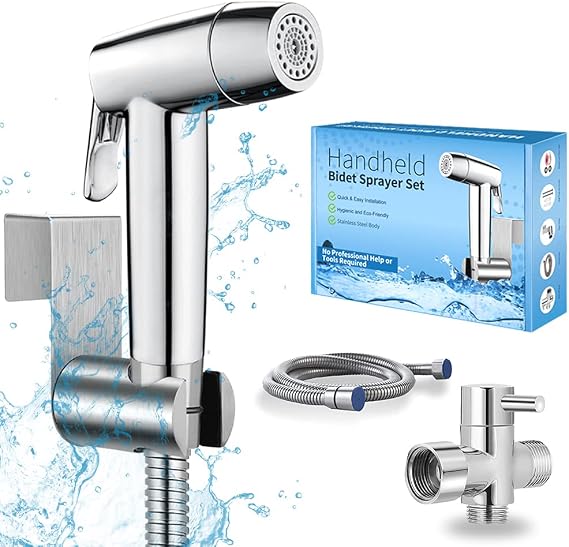 Handheld Bidet Sprayer for Toilet, Premium Bathroom Bidet Sprayer Set, Baby Cloth Diaper Sprayer with Superior Complete Bidet Spray Hoses Kit (Large Open Head)