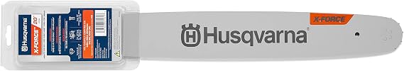 Husqvarna 599303280 X-Force 20 Inch Chainsaw Bar, Chainsaw Accessories | Chainsaw chain bar with .325" pitch, .050" gauge, 80 drive links, no-grease hole, and support shields for easier maintenance