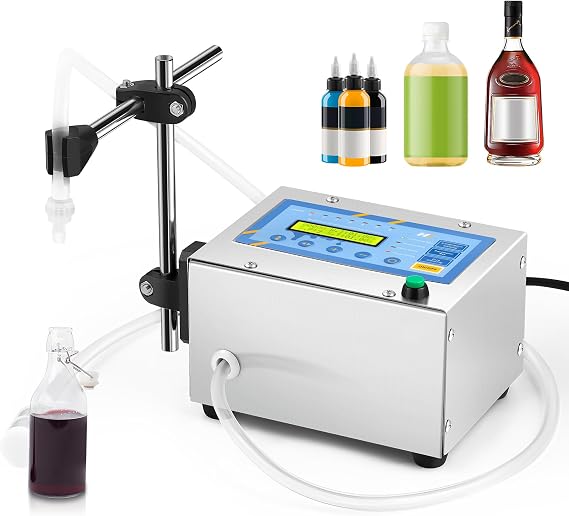 Hanchen Liquid Filling Machine 1-118 Ounce Bottle Filler Machine Automatic Liquid Dispenser Electric Digital Control Diaphragm Pump for Water Juice Cosmetic Oil Single Heads 110~220V