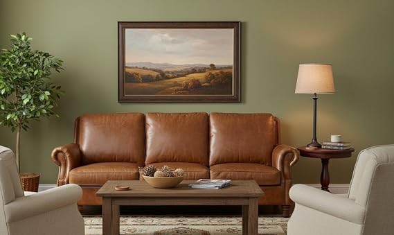 Crafters and Weavers English Rolled Arm Sofa in Light Brown Leather