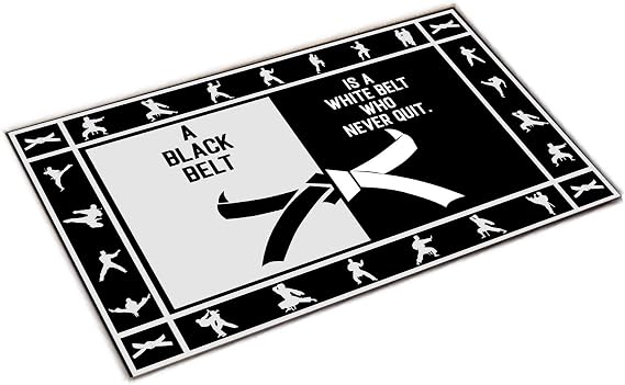 Karate Black Belt Welcome Doormat, Outdoor Indoor Doormats, Martial Arts Mat Decoration, Karate Door Mat Rug, Taekwondo, Judo Gifts, Black Belt Gift for Karate Lover, Fighter, Sensei, Coach, Boy, Men
