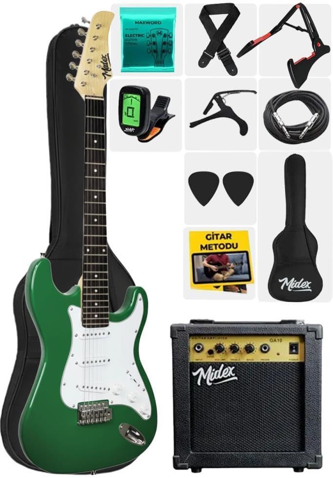 Midex AGE-80GR Amplifier Full Electric Guitar Set 44 Adults 39 Inch Green