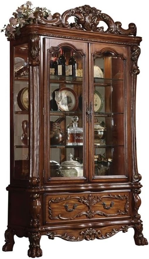 Acme Dresden Curio, Cherry Oak Finish