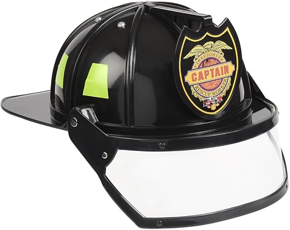 Aeromax Firefighter Helmet with Movable Visor, Black, Adjustable Size