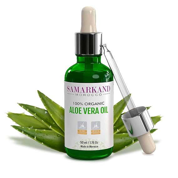 SAMARKAND Aloe Vera Oil 100% Organic Pure & Natural 50 ml - Ideal for Skin, Nails, Lips, Hair, Face & Body