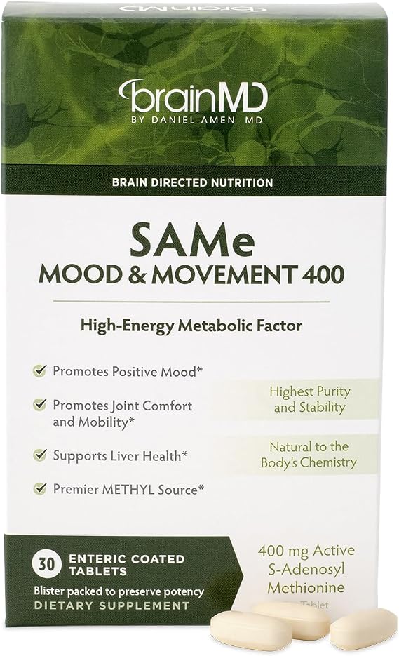 BrainMD Dr Amen Same Mood & Movement 400-30 Tablets - Promotes Emotional Balance, Liver Health, Joint Comfort & Mobility - Gluten Free - 30 Servings