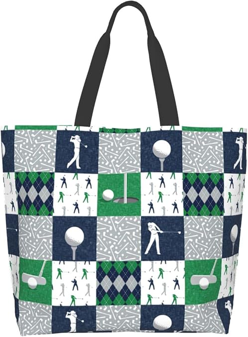 Golf Bag, Golf Ball Print Sling Bag, Cute Golf Print Pattern Tote Bag For Women Men