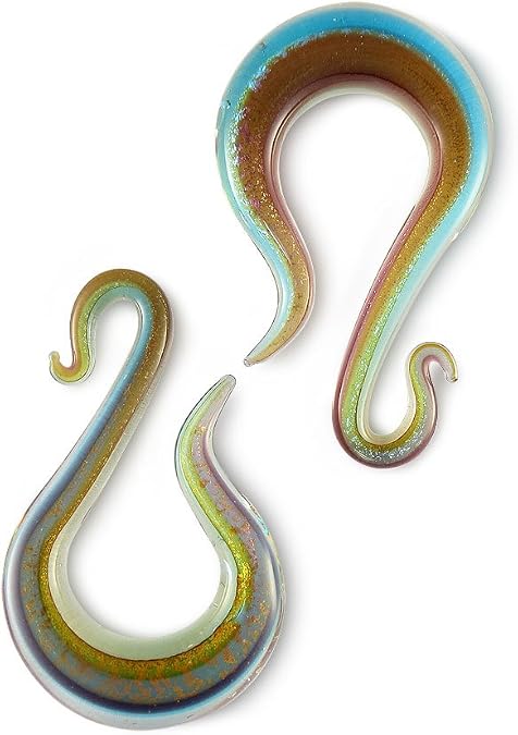 Pair Dichroic Glass Serpentine Drop 11mm 7/16 inch