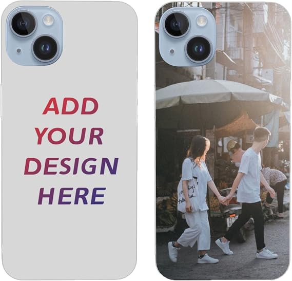 Custom Pictures Phone Cases Personlized Phone Case for iPhone 14 Plus Design Your Own Text Logo Shockproof Transparent Phone Cover Gift for Friends Family (IP14 Plus-6.7in)