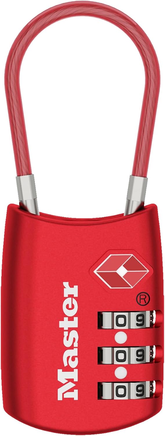 Master Lock 4688D Set Your Own Combination TSA Onaylı Bagaj Kilidi, 1 Paket, Kırmızı