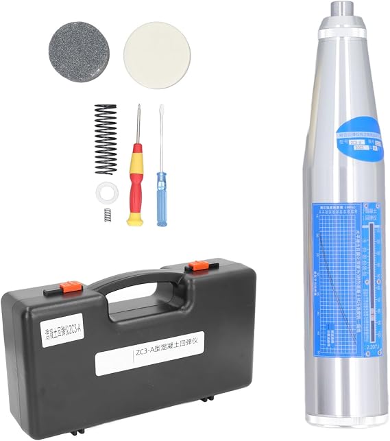 Concrete Rebound Hammer Tester Portable Resiliometer Test Meter with Hammer, 0.5-0.8N High Strength Tester Meter Tool for Building Wall, Roads or Bridges, Portable Case