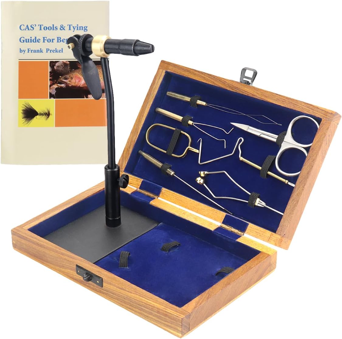 Creative Angler Fly Tying Standard Tool Kit 12 Pieces Exclusive Wooden Box Fly Fishing Tweezers Tying Kit Travel Vice Tenkara