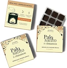 Palo Santo & Cinnamon Smokeless Incense Bricks Refill | 3 x 9 Bricks | Aromatherapy | Smudging | Made with Essential Oils | Natural Air fresheners for Home | Spiritual Meditation Accessories
