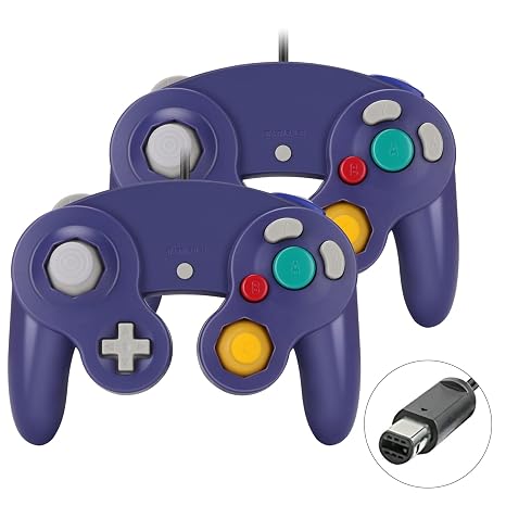 Yideng GameCube Controller 2er-Pack Classic Wired Vibration Gamepad Kompatibel Mit Wii U/Wii/PC/Switch Lila-Blau