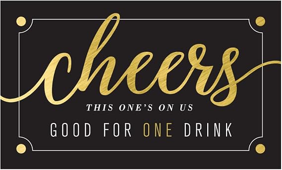 Black and Faux Gold Drink Tickets / 50 Cheers Beverage Vouchers/Corporate Event Wedding Activity Cards/Made in The USA