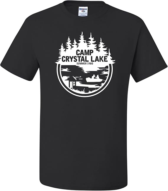 wild custom apparel White Camp Crystal Lake Retro NJ 80s Horror Movie Jason Pop Culture Graphic Mens T-Shirts