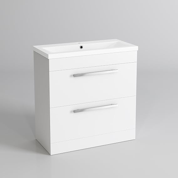 800mm Designer White Vanity Sink Unit Bathroom Basin Storage Furniture MV830