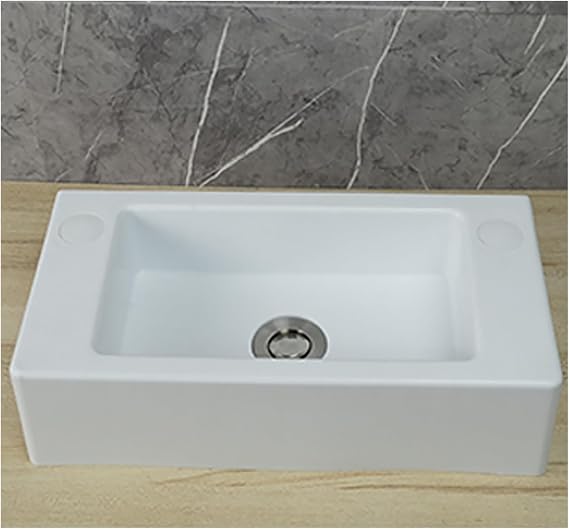 Small Bathroom Sink, Plastic Mini Cloakroom Basin, No Drilling Rectangular