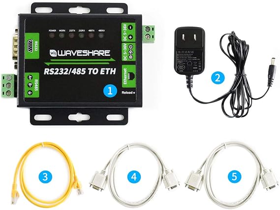 Waveshare Industrial RS232/RS485 to Ethernet Converter with Dual Serial Ports High-Speed Low-Power High-Stability Upgradable Easy to Communicate Between RS485 and RJ45 Port Ethernet