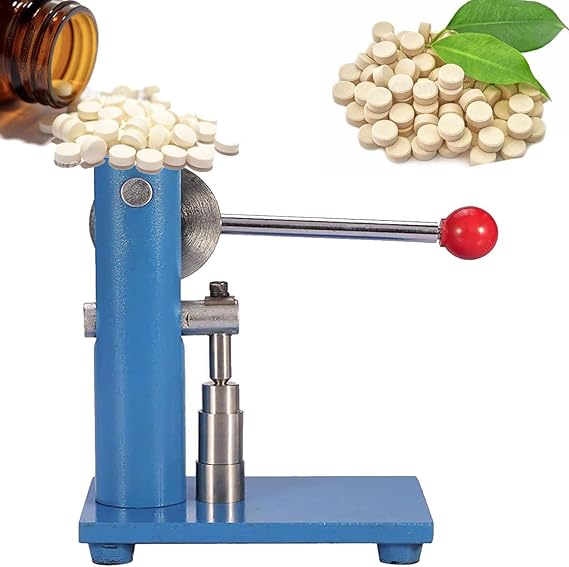 Tablet Press Machine, Lever-type Tablet Press, (6-12mm) Manual Steel Single Punch Powder Tablet Press Machine Pill Stamping Maker Tableting Tool,10mm