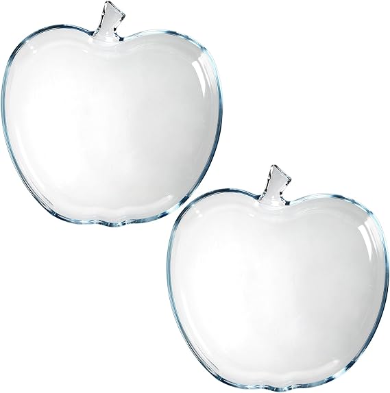 9 Inch Apple-shaped Salad Plates, Clear Tempered Glass Appetizer Plates, set of 2